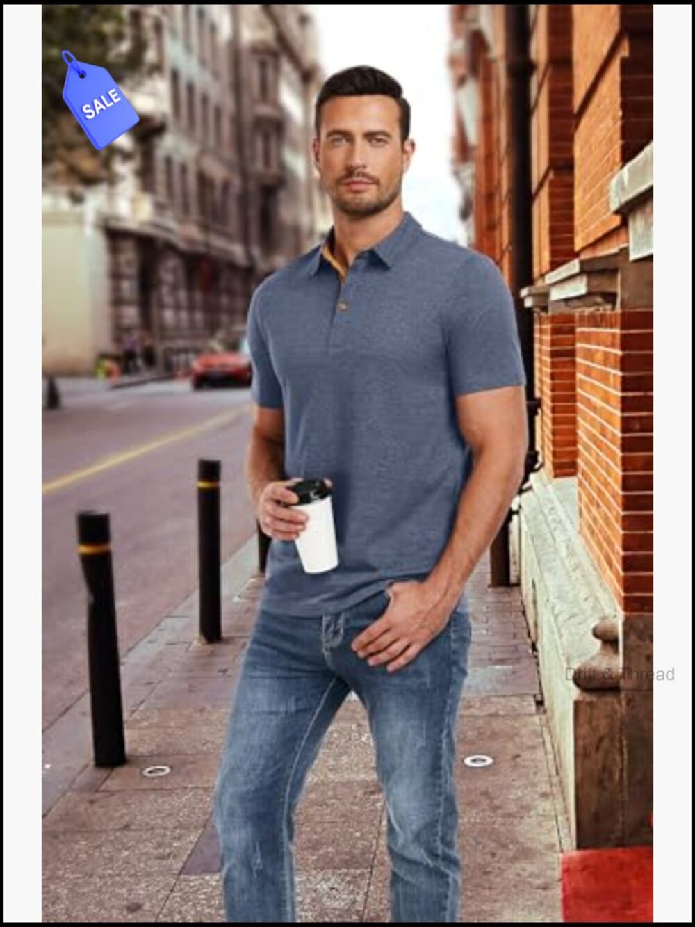Men's Short Sleeve Polo Shirts Performance Cotton Golf Tops - Picture 4 of 7